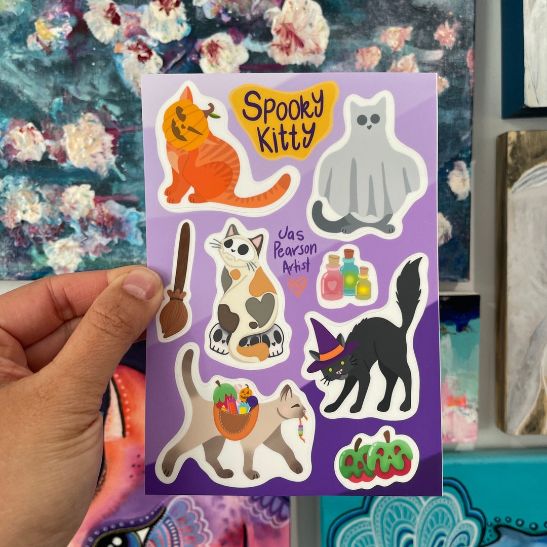 Spooky Kitty Vinyl Sticker Sheet - Etsy