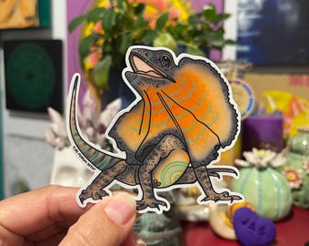 Frilled Lizard Waterproof Vinyl Sticker | Kawaii Chibi Animal