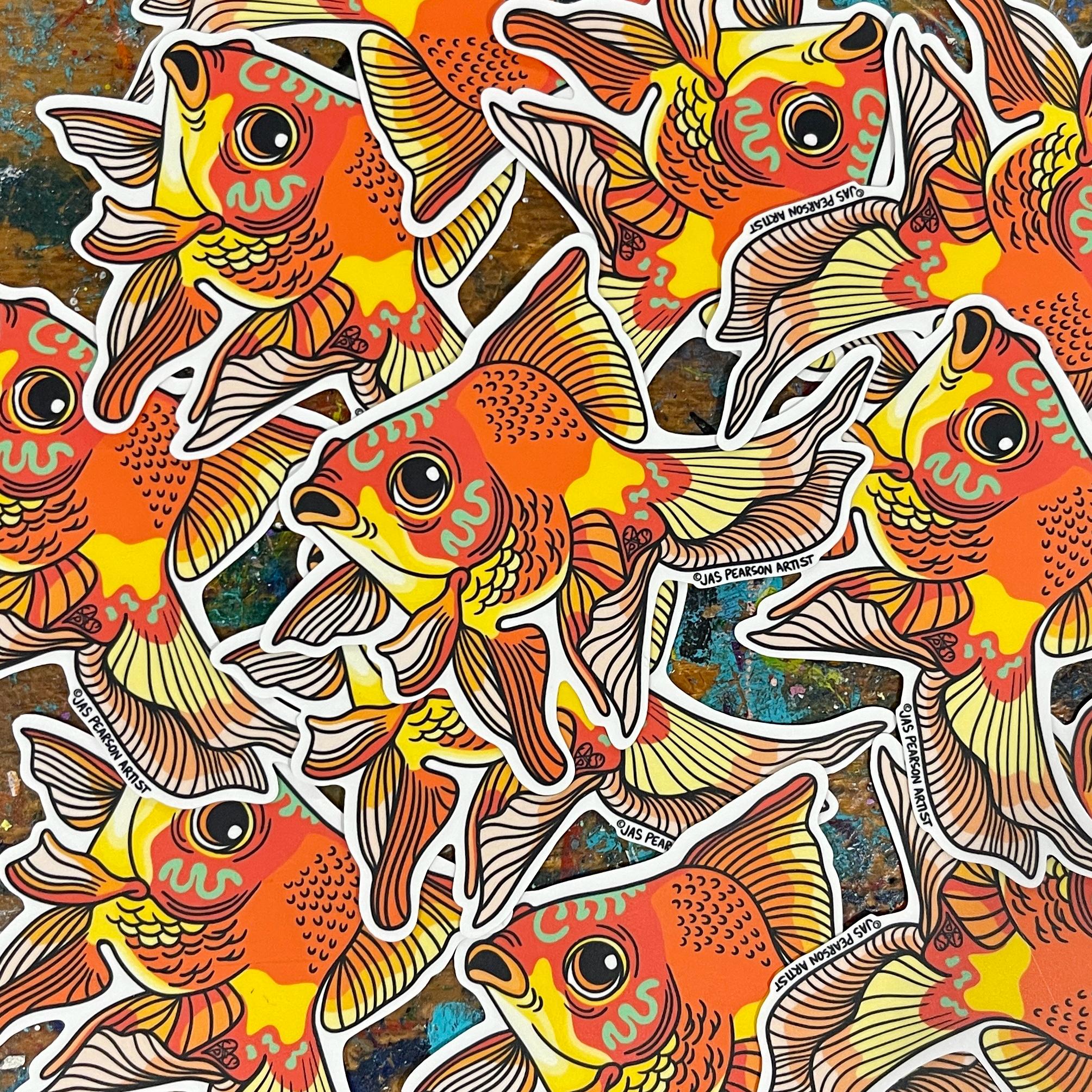 Fat Goldfish Sticker Goldfish Vinyl Sticker - Etsy