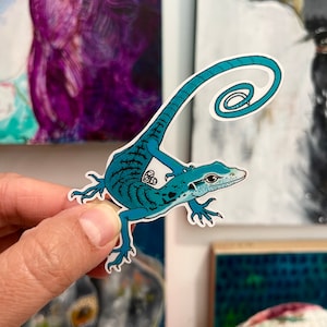 Vinylsticker monitor hagedis turkoois