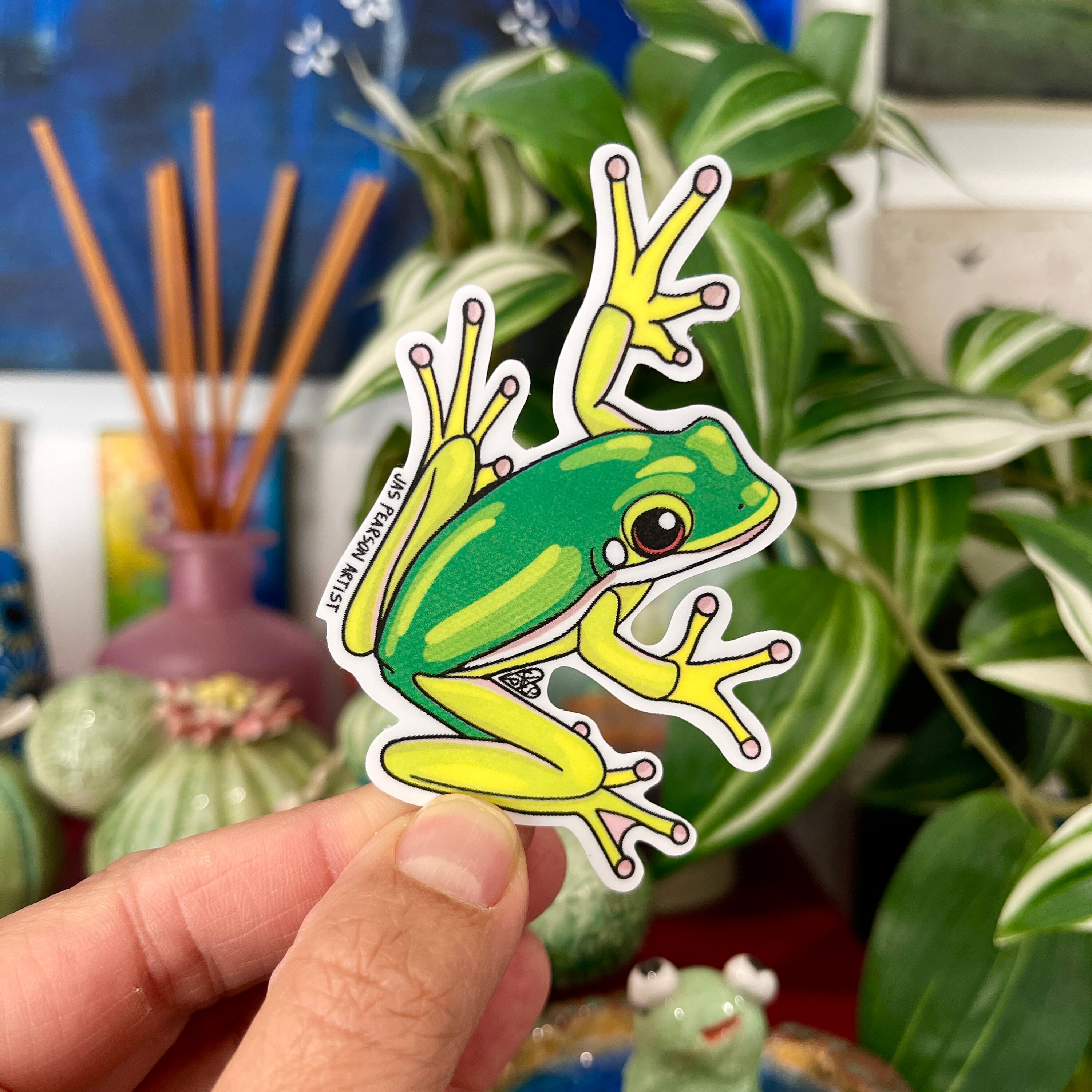 Green Tree Frog Vinyl Sticker - Etsy