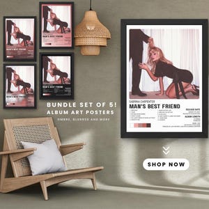 Sabrina Carpenter Man’s Best Friend Poster Bundle – Album Art Wall Print, 5 Color Options, Digital Download, Pop Music Fan Gift Decor Merch