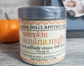 Pumpkin Banana Muffin | Luxury Hand and Body Lotion | Shea and Aloe | Carina Dolci Apothecary