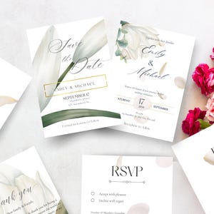 Elegante und schöne Hochzeitseinladungsreihe |Printable und digital teilbar| Vollständig bearbeitbar | Save the date, Antwortkarten, Einladungen, Timeline...