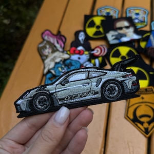 Porsche 911 GT2 RS Patch | JDM Car Embroidered Patch | Drift & Racing Iron-on Patch for Jacket, Backpack, Cap | 12.5x4 cm