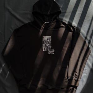 BERSERK Embroidered Hoodie – Guts Manga Panel Design, Anime Streetwear, Heavyweight Black Hoodie