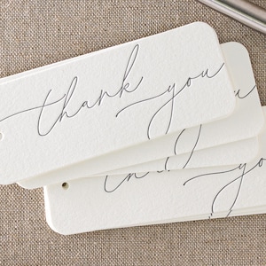 Set of 10 letterpress 'Thank you' tags || 42 x 110mm - Ivory paper