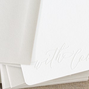 Set of 10 letterpress 'with love' cards || Medium size - Flat - White paper - pale grey Envelopes