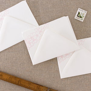 Set of 10 letterpress blossom note cards Small size Flat White paper matching Envelopes image 5