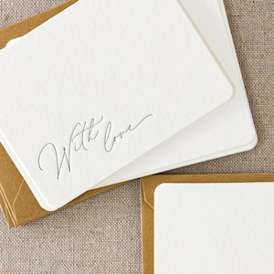 10 mini letterpress cards || Mini size 75 x 100mm, Charcoal ink on ivory paper with Kraft envelope