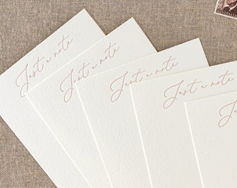 Pack of 10 letterpress 'Just a note' cards || 155 x 109mm (C6) size - Flat - Ivory paper - Stone envelopes