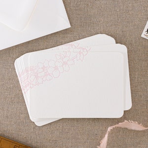 Set of 10 letterpress blossom note cards Small size Flat White paper matching Envelopes image 1