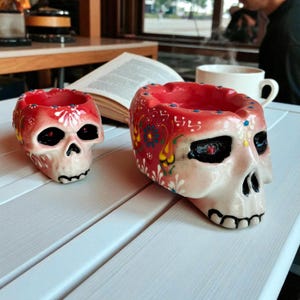 Ceramic Skull Ashtray: Handmade Gothic Horror Decor