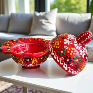 Turkish Ceramic Sugar Bowl with Lid,Handmade Halloween Candy Bowl,Hand Painted Decorative Storage Bowl for Sugar Salt Spices,Kitchen Decor