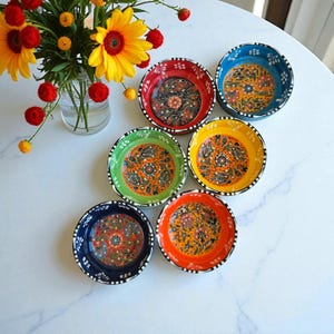Hand-Painted Turkish Ceramic Bowls - Colorful Tapas Mezze Set