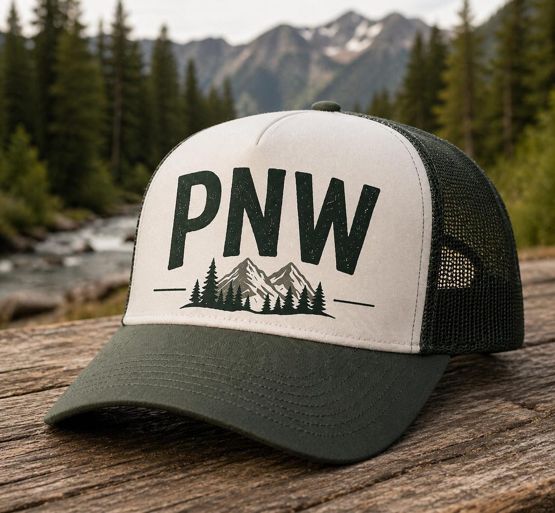 PNW Mountain Logo Trucker Cap | Pacific Northwest Hat - Etsy