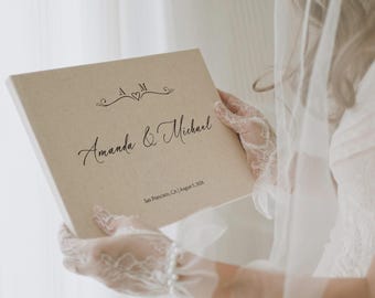 Wedding Reception Guest Book, Linen Photo Album, Modern Signing Book, Wedding Guest book, Hardbound Scrapbook, Wedding Keepsake