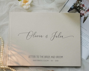 Linen Wedding Guest Book: Modern Hardbound Photo Album, Personalized Keepsake