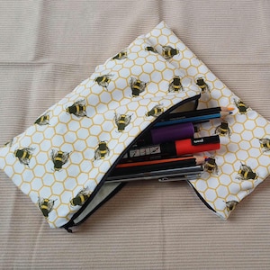 Handmade Bumblebee Pencil Case: School, Office & Makeup Brush Bag