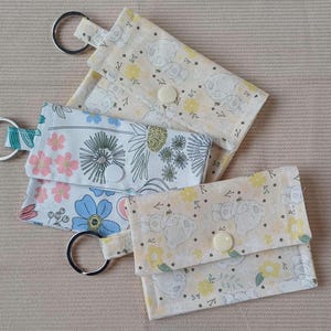 Handmade Mini Keyring Wallet: Fabric Keyfob Pouch with Card Holders