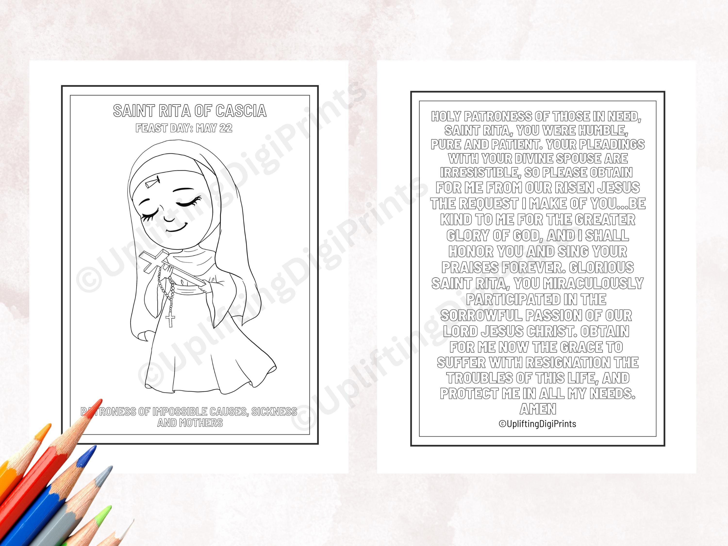 Saint Rita of Cascia Colouring Pages for Kids | Instant PDF Download - Etsy