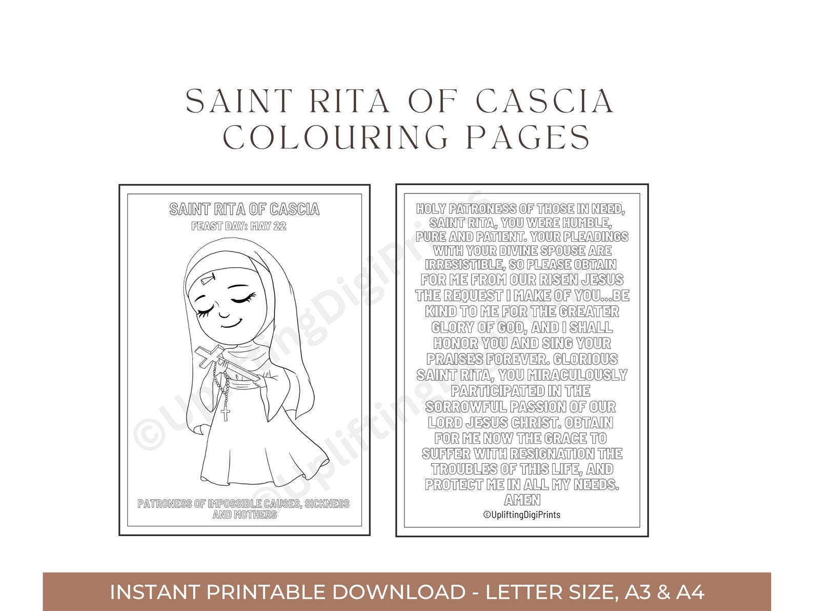 Saint Rita of Cascia Colouring Pages for Kids | Instant PDF Download - Etsy
