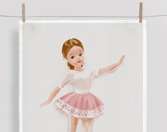Auburn Sindy Geschirrtuch. Sindy Ballerina. Vintage Sindy. Britische 80er-Jahre-Puppen. Sindy-Illustration