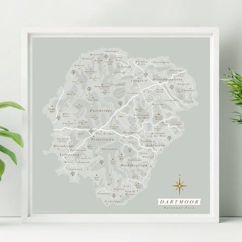 Framed Dartmoor Print. Dartmoor Illustrated Map. UK National Etsy UK