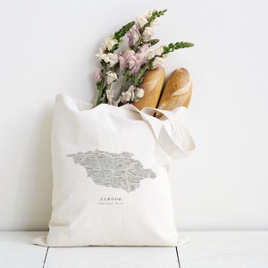 Exmoor Tote Bag, 100% Organic Cotton, Exmoor Gift, Exmoor Illustrated Map, British Travel Gift,