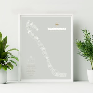 Impresión enmarcada del mapa del campo de golf St Andrews Links. Mapa ilustrado detallado del campo antiguo. Regalo de golf, amante del golf, impresión de golf, regalo para golfistas