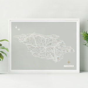 Unframed Exmoor Map Print. Exmoor Illustrated Map. Exmoor Art. Exmoor Map Poster. Exmoor Wall Art.
