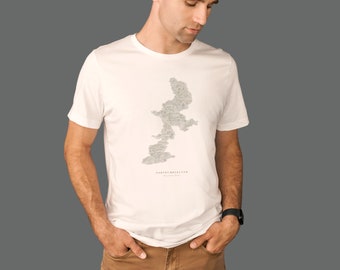 Mens Northumberland T-Shirt. Northumberland Map T-Shirt. Northumberland National Park T-Shirt. UK Cycling T-Shirt. UK Hiking T-Shirt