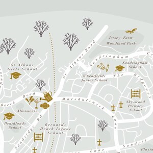 Unframed St Albans Map Print. Illustrated Map of St Albans, St Albans ...