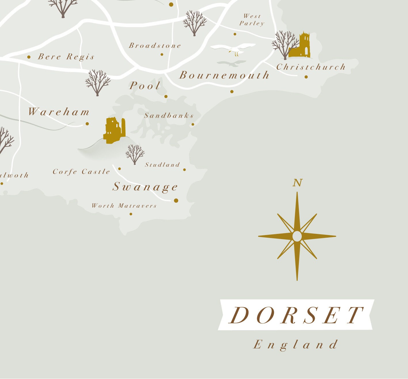 Framed Dorset Print Wall Map Of Dorset England UK Travel Travel framed-dorset-print-wall-map-of-dorset-england-uk-travel-travel