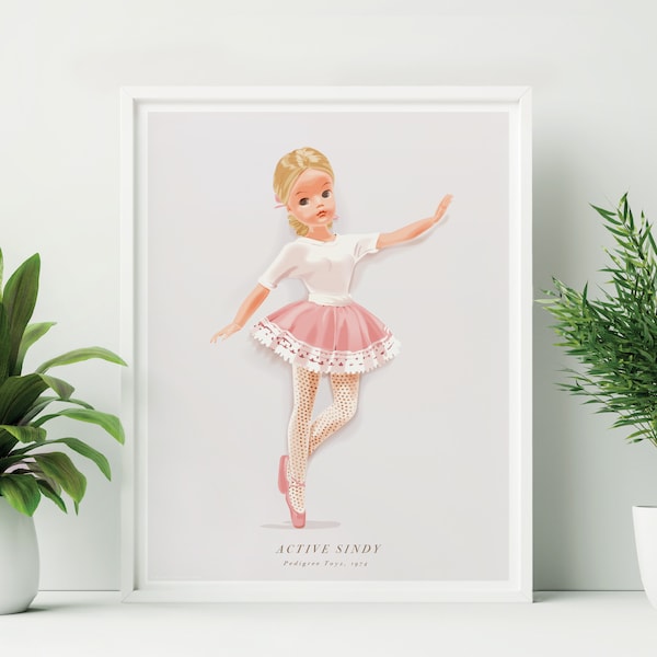 Unframed Active Sindy Ballerina Print Blond. Sindy wall Art. Sindy Poster. Auburn Sindy Art Print