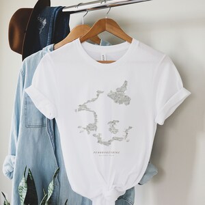 Pembrokeshire Map T-Shirt. Womens. Pembrokeshire Coast Map T-Shirt. Wales Map T-Shirt. Pembrokeshire Map Gift.