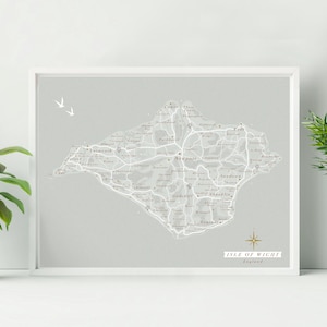 Unframed Isle of Wight Map Print. Isle of Wight Illustrated Map. Isle of Wight Map Poster. Isle of Wight Art Print. Isle of Wight Wall Art.