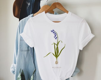 Bluebell T-Shirt. Sustainable 100% Organic Cotton, Womans Fit, S-2XL. Blue Flower T-Shirt. Botanical T-Shirt. Birthday Floral Shirt