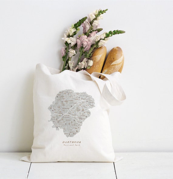 Dartmoor Tote Bag. Dartmoor Map Tote Bag. Dartmoor Gift. Devon Etsy