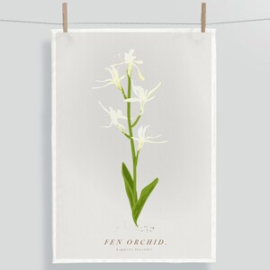 Orchid Tea Towel. 100% Cotton. 48 x 70cm. Norfolk Fen Orchid. Botanical Tea Towel. Floral Tea Towel. Orchid Art. Orchid Illustration.