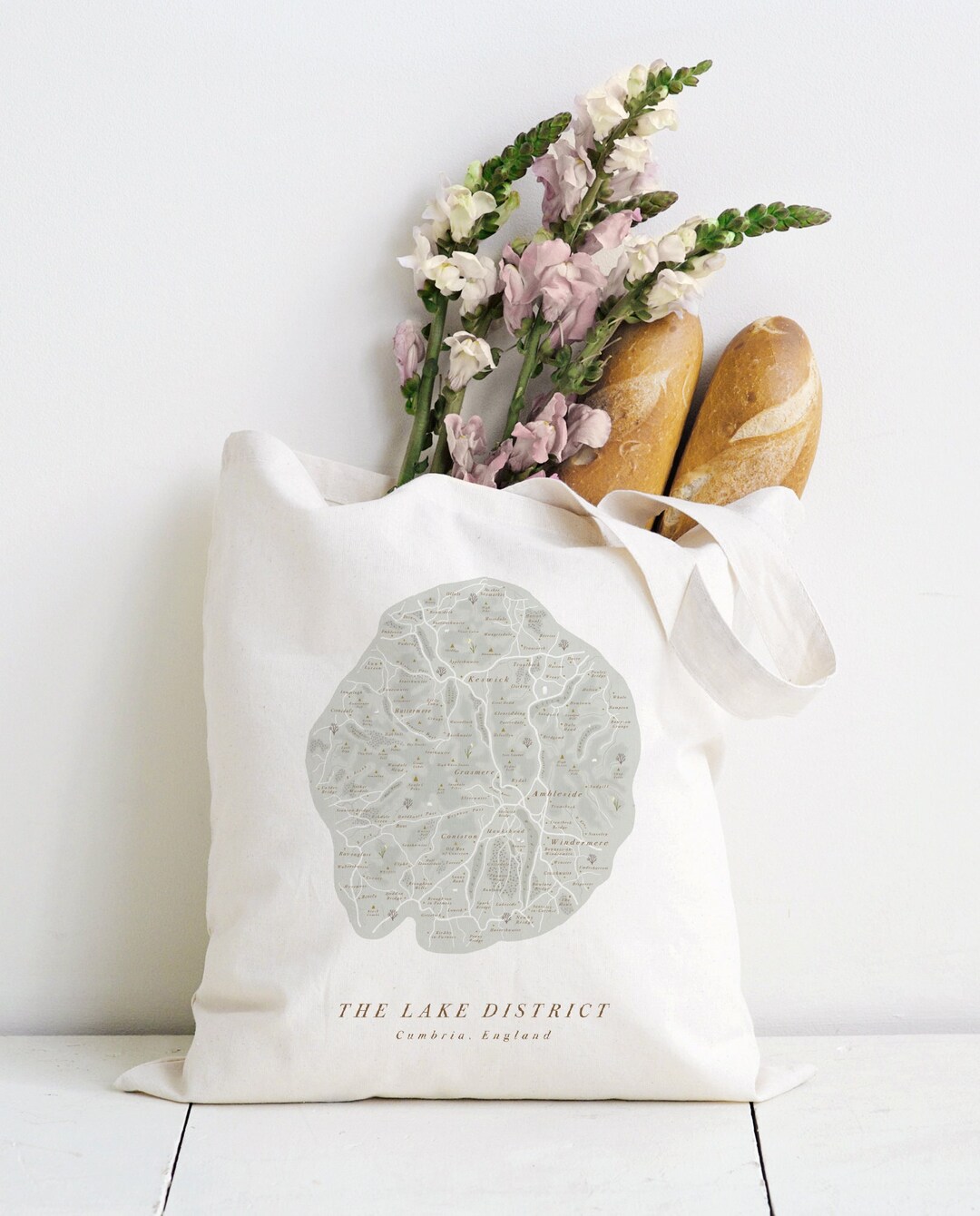 Lake District Tote Bag. Lake District Map Tote Bag. Lake District Gift