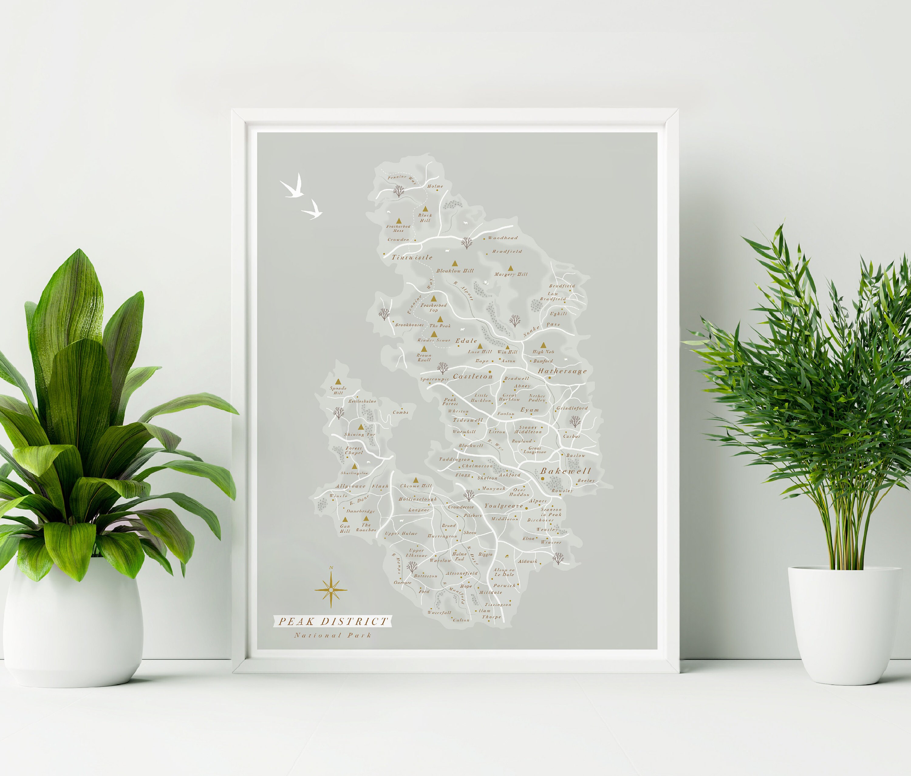 Peak District Wall Map Framed Peak District Print. Peak District Illustrated Map. Uk | Etsy