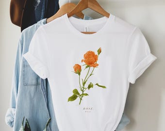 Red Rose Eco T-Shirt. Woman's Fit. Size S - XXL. 100% Cotton. Rose Art Gift. Red Rose Valentines T-shirt. Red Rose Valentines Gift.