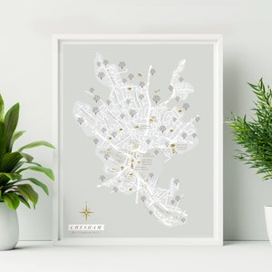 Framed Chesham Map Print. Illustrated Map of Chesham, Buckinghamshire. England, UK Britain