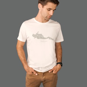 Männer T-Shirt. South Downs Karte T-Shirt. South Downs Nationalpark T-Shirt. Sussex T-Shirt, UK Wander-T-Shirt