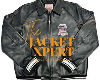 Chaqueta de cuero inspirada en Avirex para hombre y mujer / Chaqueta bomber clásica / Ropa de abrigo de lujo