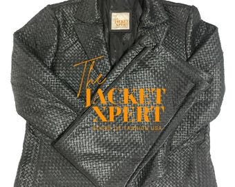 Men's Black Woven Leather Tracksuit – Luxury Designer Jogger Set