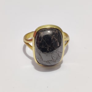925 Sterling Copper Shungite Ring Gold Plated Shungite Gemstone Ring Black Color Ring Gift For Her Jewelry