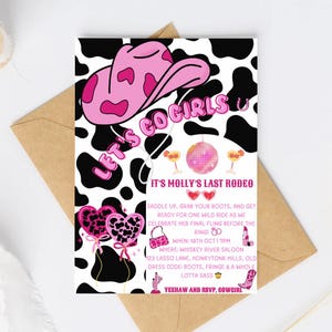 Let’s Go Girls! Digital and Editable Last Rodeo Cowgirl Bachelorette Invitation