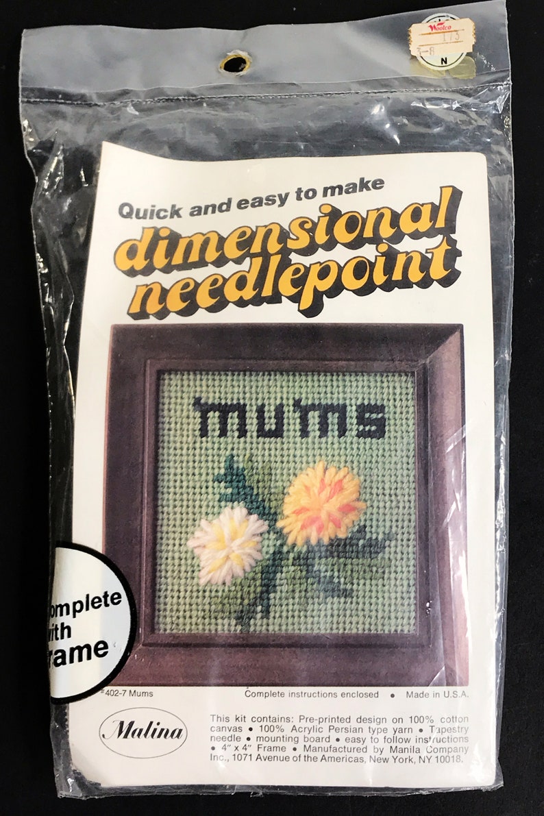 Mums Flowers Vintage Dimensional Needlepoint Kit Needlepointers NIP small 4x4